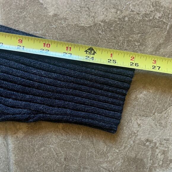 Vintage 90s Mens Sweater L Navy Green Striped Wool Blend Grunge Skater Grandpa - Picture 7 of 7